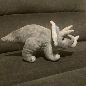 Wild Republic Triceratops Dinosaur Plush Toy 11”x6” Gray & Blue Stuffed Animal